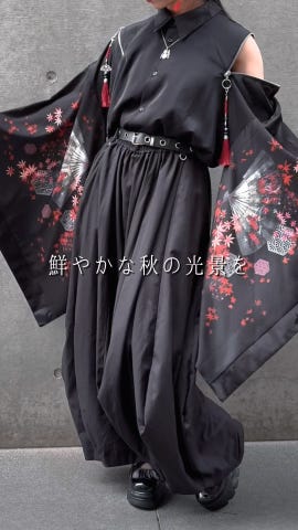 紅葉×扇子ジップ付和袖シャツ | REZEN | axes femme online shop