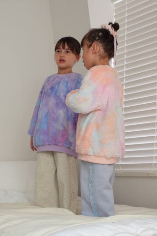 ふわふわボア】タイダイ染めチュニック丈トップス(100cm パープル