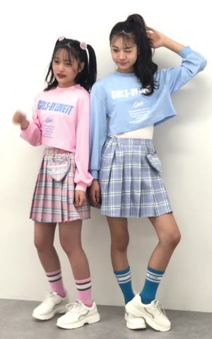 インパンつきハートポシェットチェックプリーツスカート(120cm ピンク