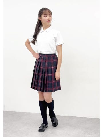 50cm丈24本チェックプリーツチェックスカート(S(140) 赤
