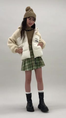 インパンつきハートポシェットチェックスカート(120cm 赤