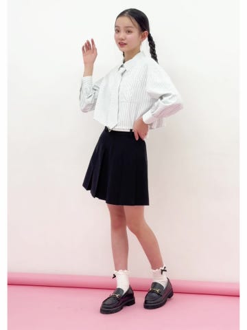 ハートバックルベルトつきプリーツスカート（スパッツ付き）(S(140