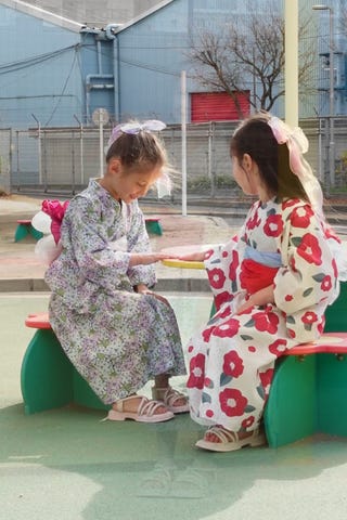 fooグリーンリボン浴衣＆青紫蝶々浴衣フリル袖ゆったりワンピース2点 セール】【浴衣】すぽっと着やすい♪ 柄アソート・ワンピース
