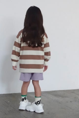 CRIMIE ラガーシャツ 先染めボーダールーズラガーシャツ(90cm カラシ): キッズ