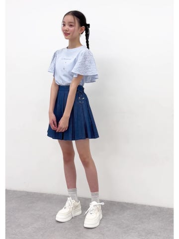 メゾピアノジュニア　袖レースネックレスTシャツ　160 セール】袖レースネックレスTシャツ（Tシャツ/カットソー