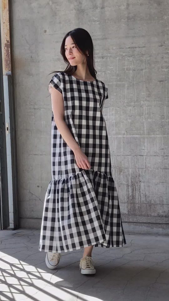 リンク】チェック切り替えワンピース(レディース)(F 黒): 大人