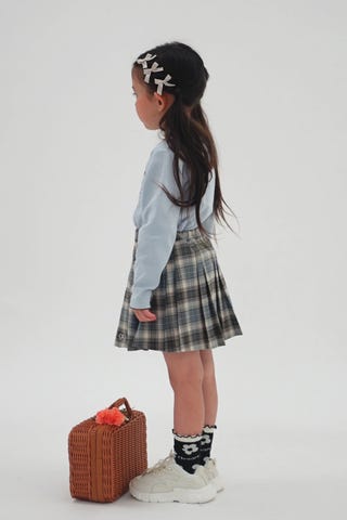 【定番，SALE】 【送料無料】インゲボルグ パープルxベージュ系チェック ランダムプリーツスカート/フリーサイズ/2020AWコレ/B3501