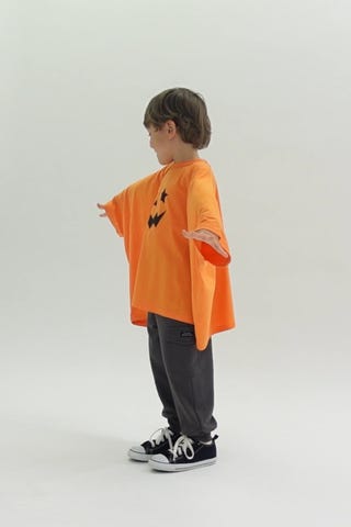 かぼちゃ Tシャツ ハロウィン】カボチャ＆ねこアソート変形Tシャツ(M(100～110