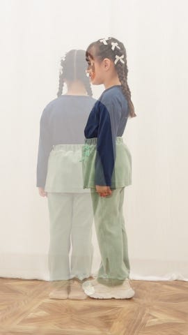 もっちりベロア】【セットアップ可】スカート付きフレアパンツ(100cm