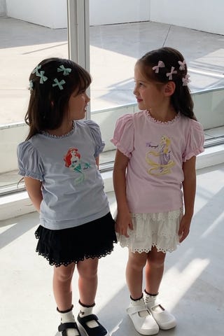 チュールリボンちびヘアクリップ10Pセット(F サックス): キッズ