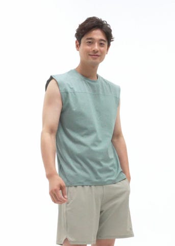 SUKALA】メンズベーシックノースリーブ(M・L・LLサイズ シルバーグレー