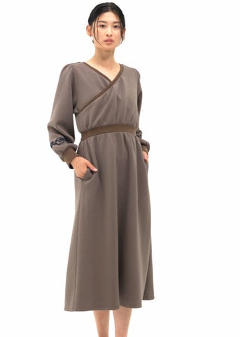 SUKALA】エアーカシュクールワンピース(M・Lサイズ チャコール