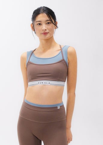 SUKALA リブ素材　サイズS(Mの方にも！) SUKALA】リブコンビネーションブラトップ(XS・S・M・Lサイズ スモーク