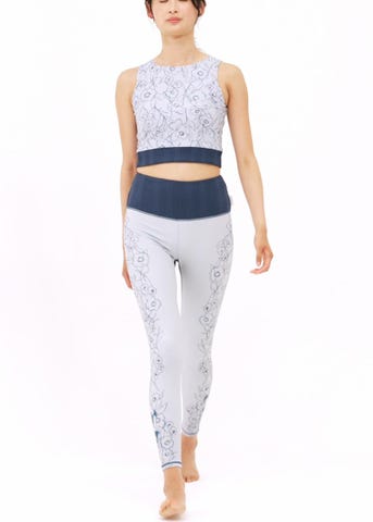 【プロフ必読】SUKALA スカーラフルオブフラワーパネルレギンス　M SUKALA】フルオブフラワーパネルレギンス(XS・S・Mサイズ ブルー