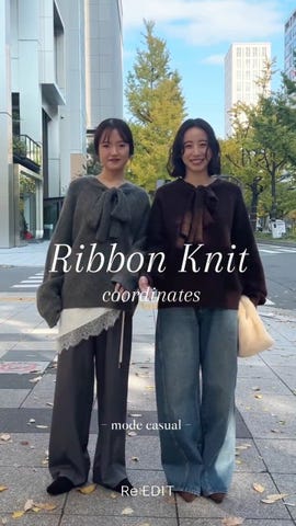 片畔ニットネックリボントップス - トップス通販 | 人気レディース