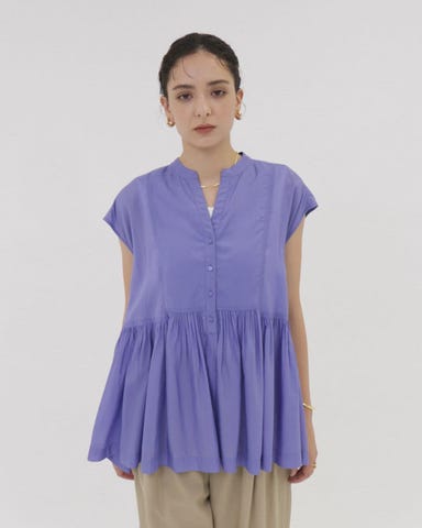 ブラウス シャツ ボイル ギャザー ハオリ ショートスリーブ ブラウス レディース UNITED ARROWS green label relaxing｜ボイル ギャザー ハオリ