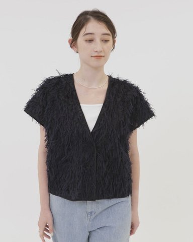 ヘアリー カットジャガード ベスト