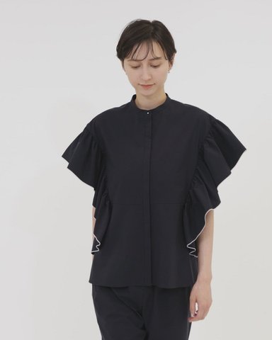 ユナイテッドアローズ バックフレア ショートスリーブ ブラウス ブラック バックフレア ショートスリーブ ブラウス