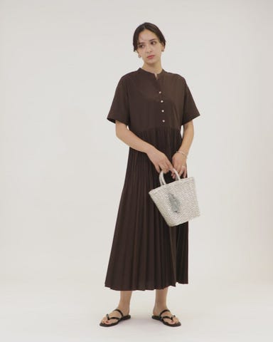 size SHORT/TALLあり］ワッシャー プリーツ ショートスリーブ ワンピース