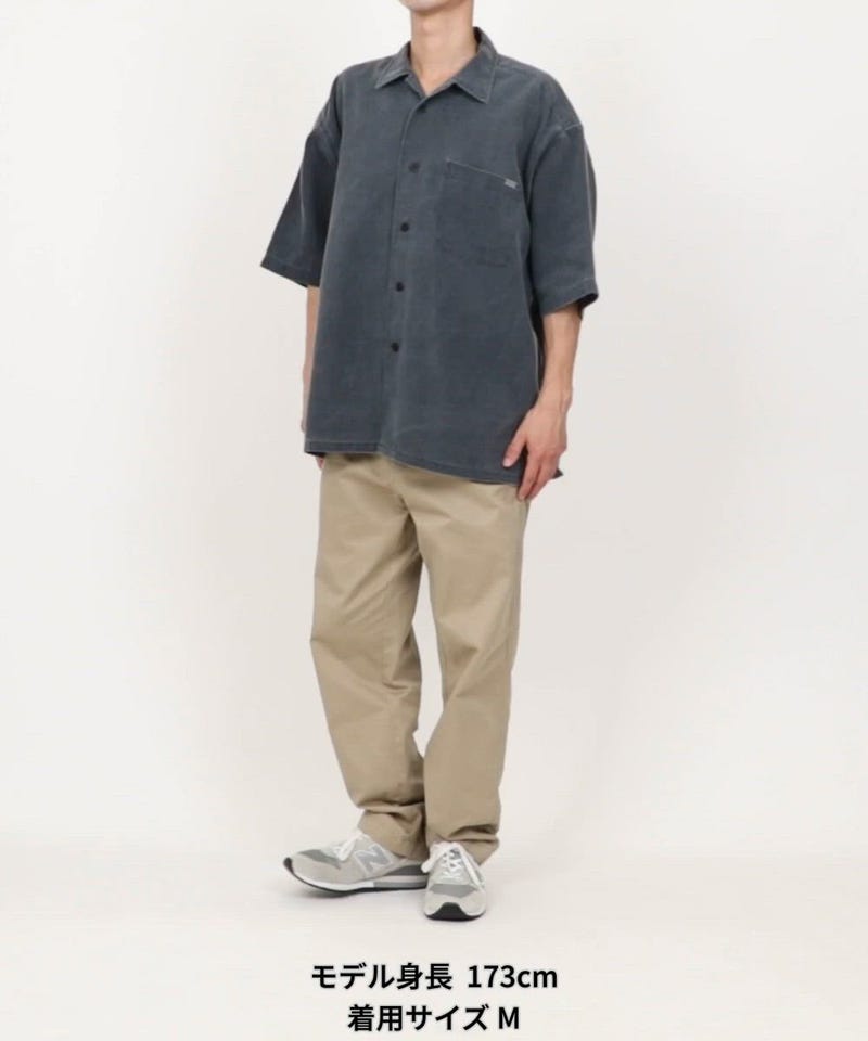 NAUTICA/ワイドシルエット フェード加工 オープンカラーシャツ