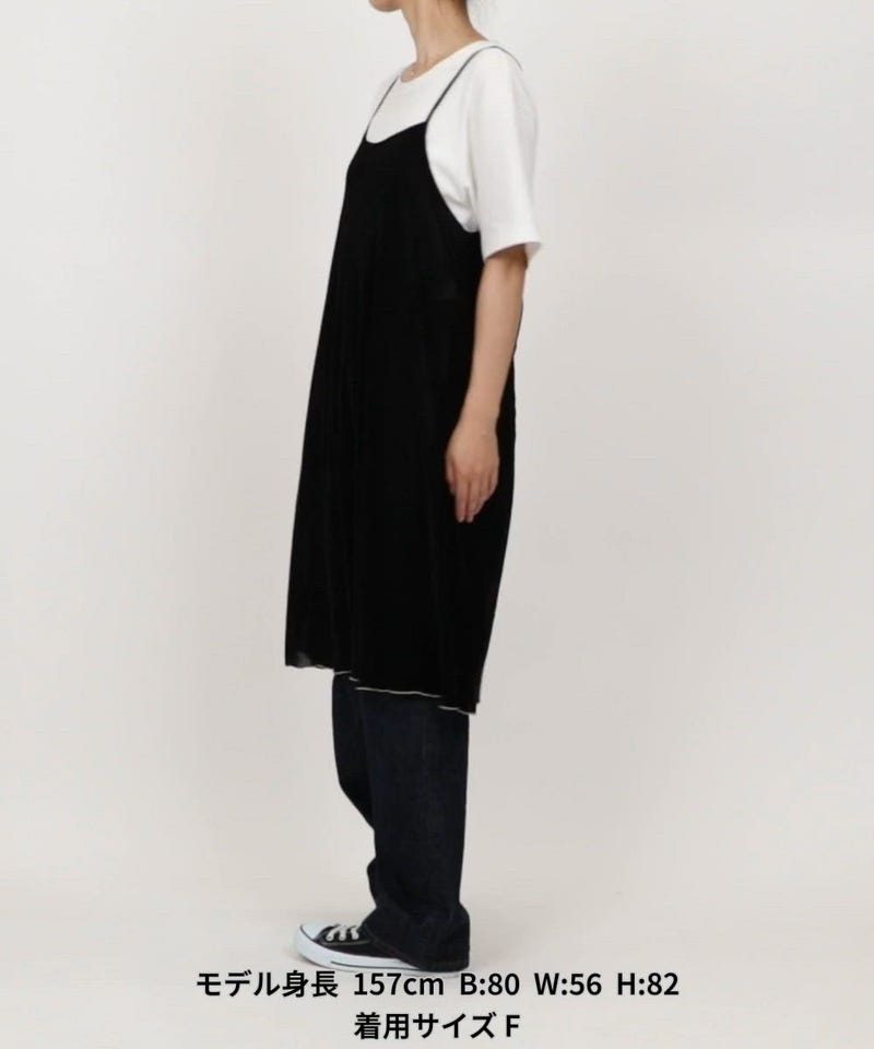 FREAK'S STORE/シアー ベロア風 バックリボン キャミワンピース