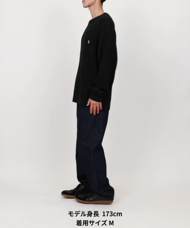 U.S. POLO ASSN./別注 刺繍畔編みクルーネックニット【限定展開