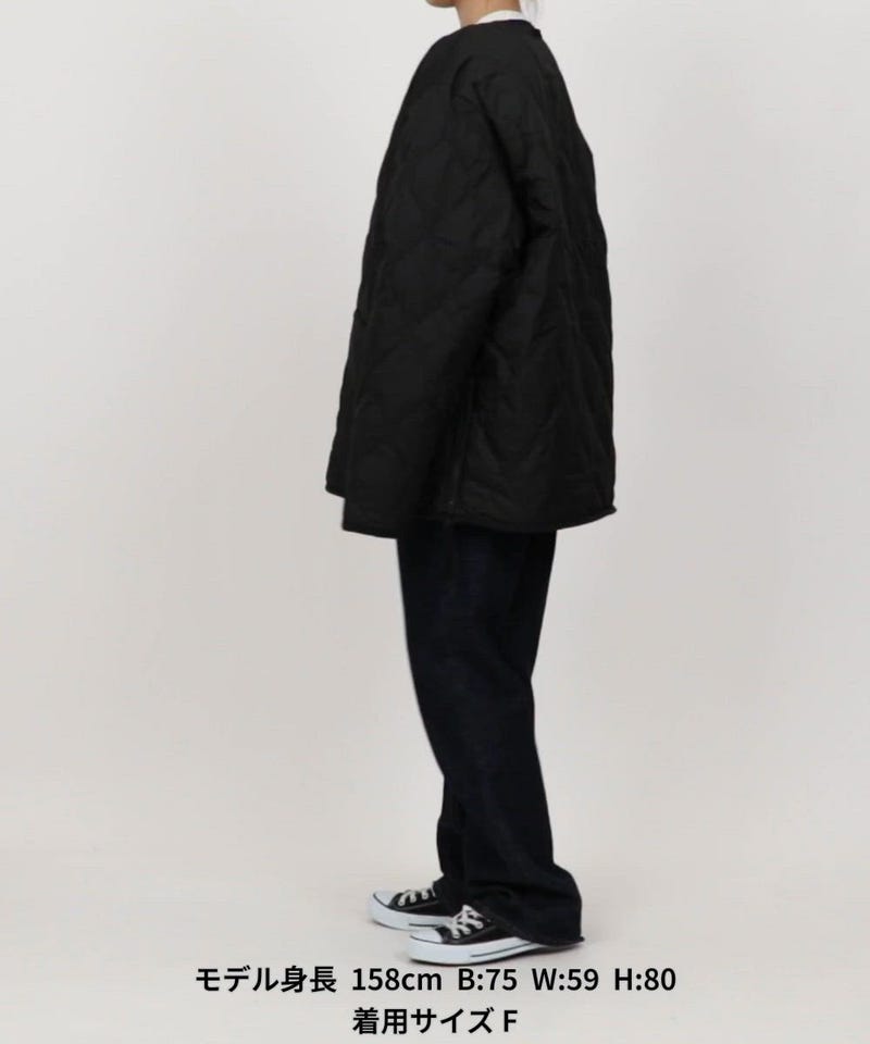 TAION/別注 リバーシブル ボア キルティング ノーカラーダウン【限定