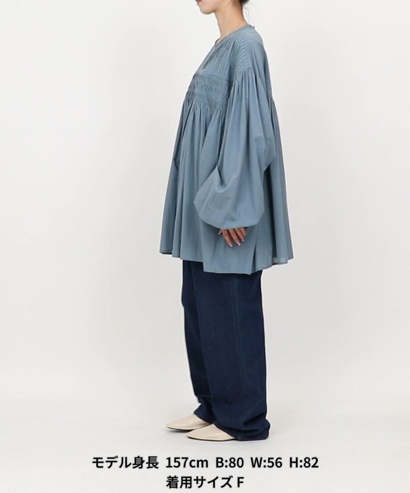 FREAK'S STORE/インド ピンタック ギャザー ロングスリーブ ブラウス