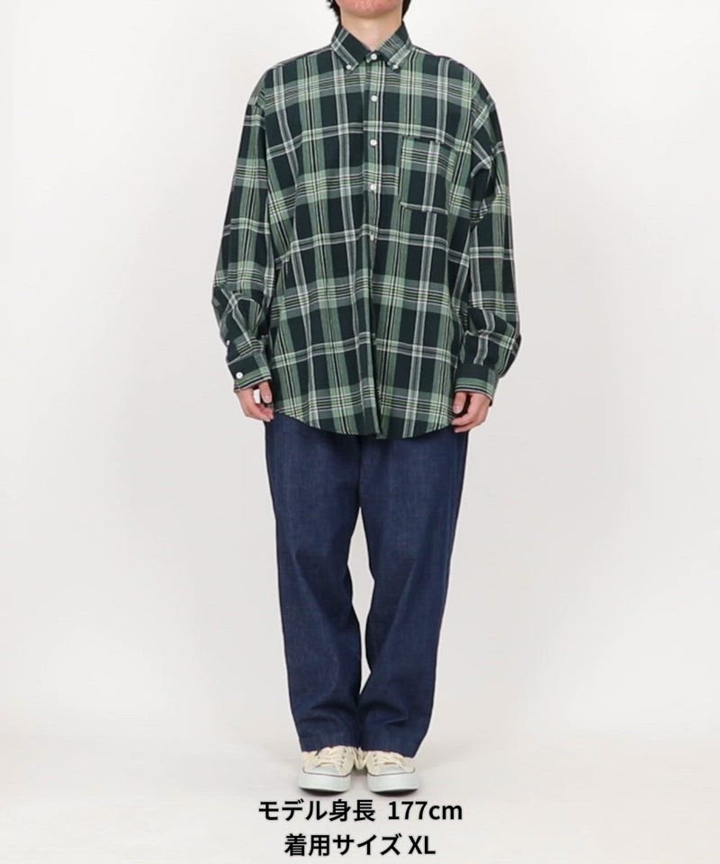 NAUTICA/ビッグシルエット マドラスチェック BDシャツ ロングスリーブ