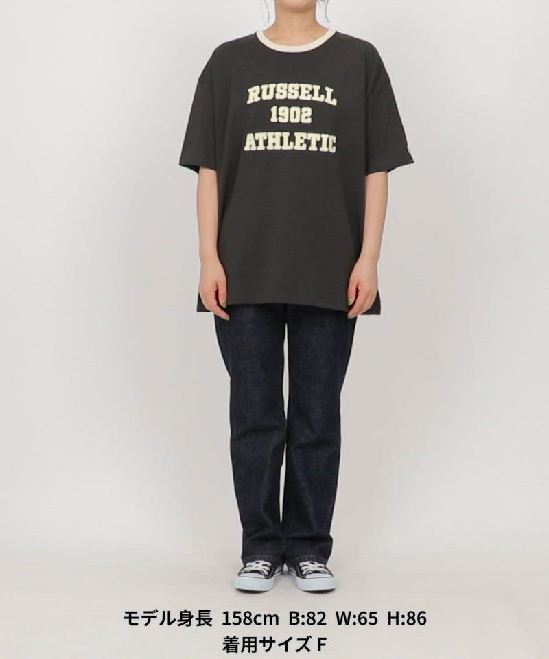 RUSSELL ATHLETIC/別注 チェーン ステッチ リンガー 半袖 Tシャツ