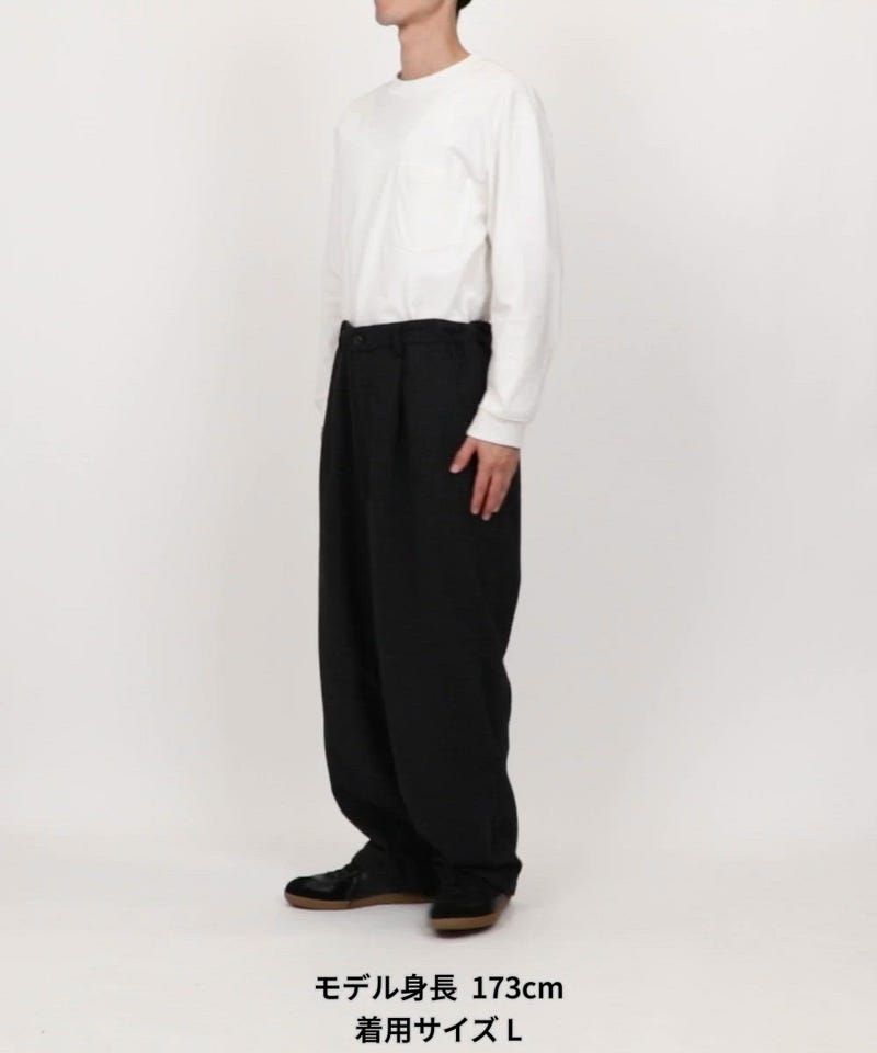 FREAK'S STORE/ワイドシルエット ウォッシュド ウール混 フランネル