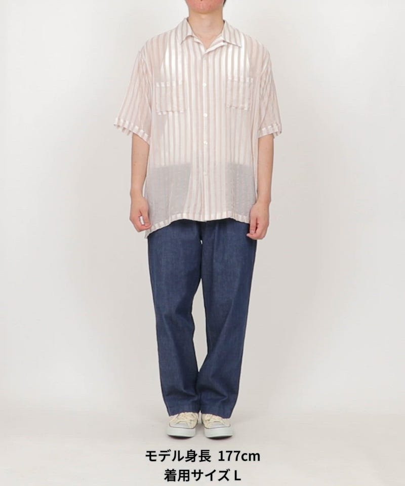 FREAK'S STORE/インド製 リラックスフィット ワイド ストライプ シア