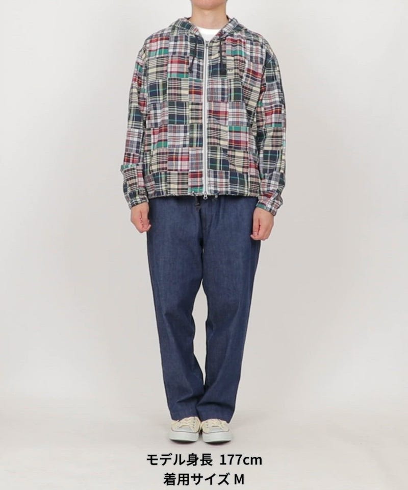 NAUTICA/ビッグシルエット パッチワーク マドラスチェック ジップ