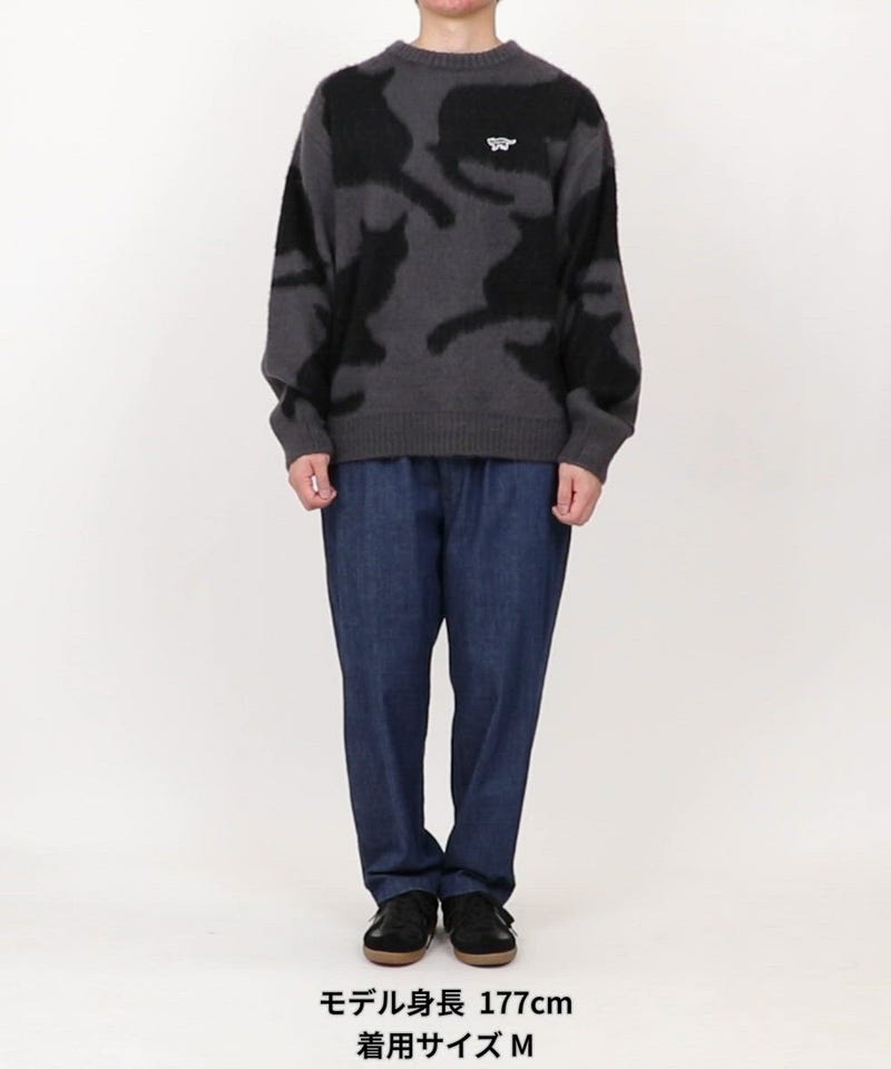 CHOW DOWN/リラックスフィット ジャカード クルーネック モヘアタッチ
