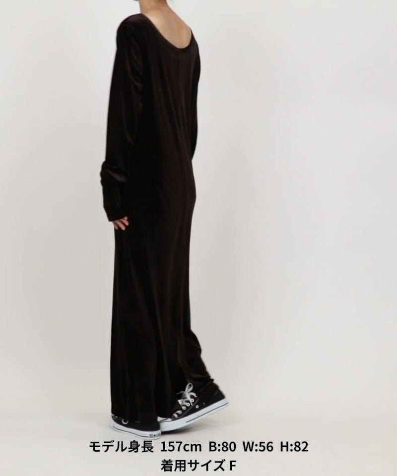 FREAK'S STORE/ベロア バレエネック ロング ワンピース【限定展開