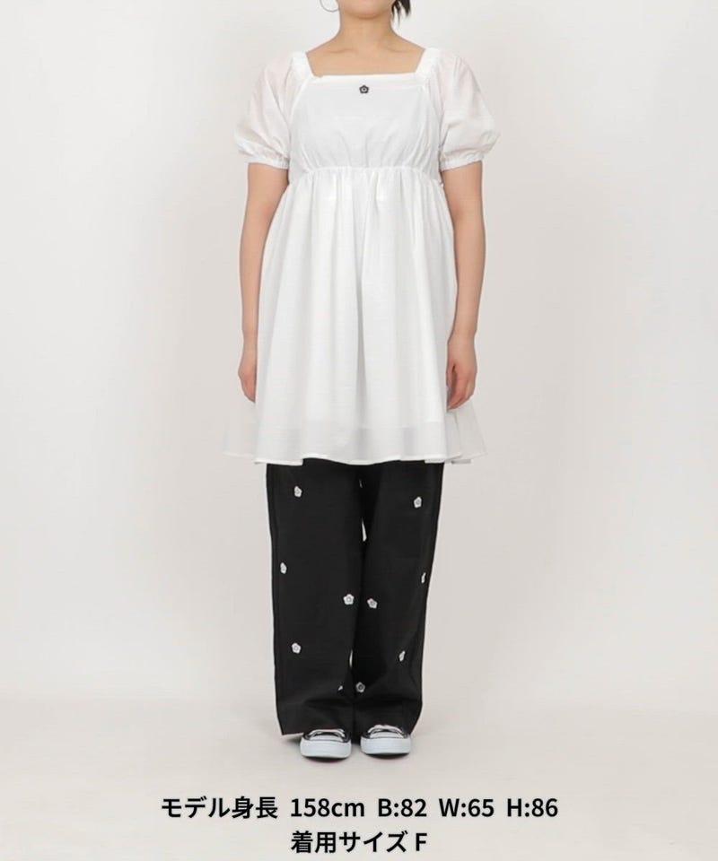 MARY QUANT/2WAY バルーン袖 バックギャザー ミニワンピース(スクエア