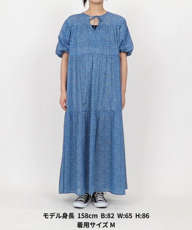 FREAK'S STORE/インド2トーン花柄半袖スキッパーワンピース【限定展開