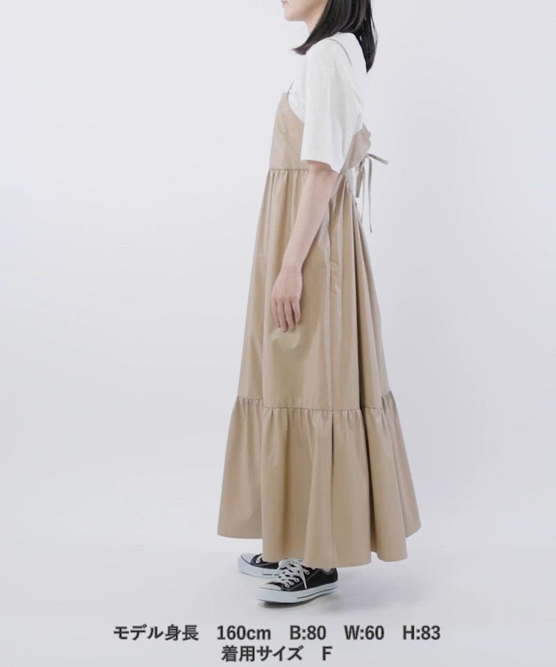 FREAK'S STORE/フェイクレザー バックリボン キャミワンピース