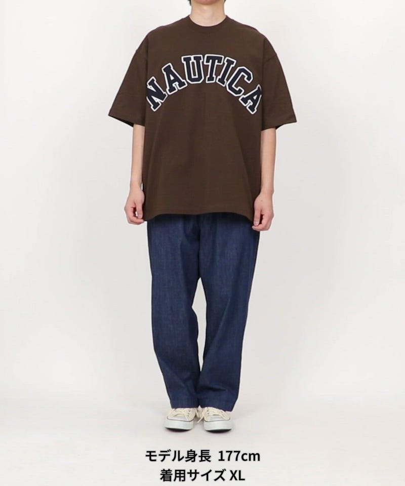NAUTICA/ビッグシルエット アーチロゴ ショートスリーブTシャツ