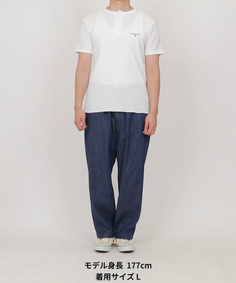 NAUTICA/Essentials タイトフィット S/S ヘンリーネック ワッフルT