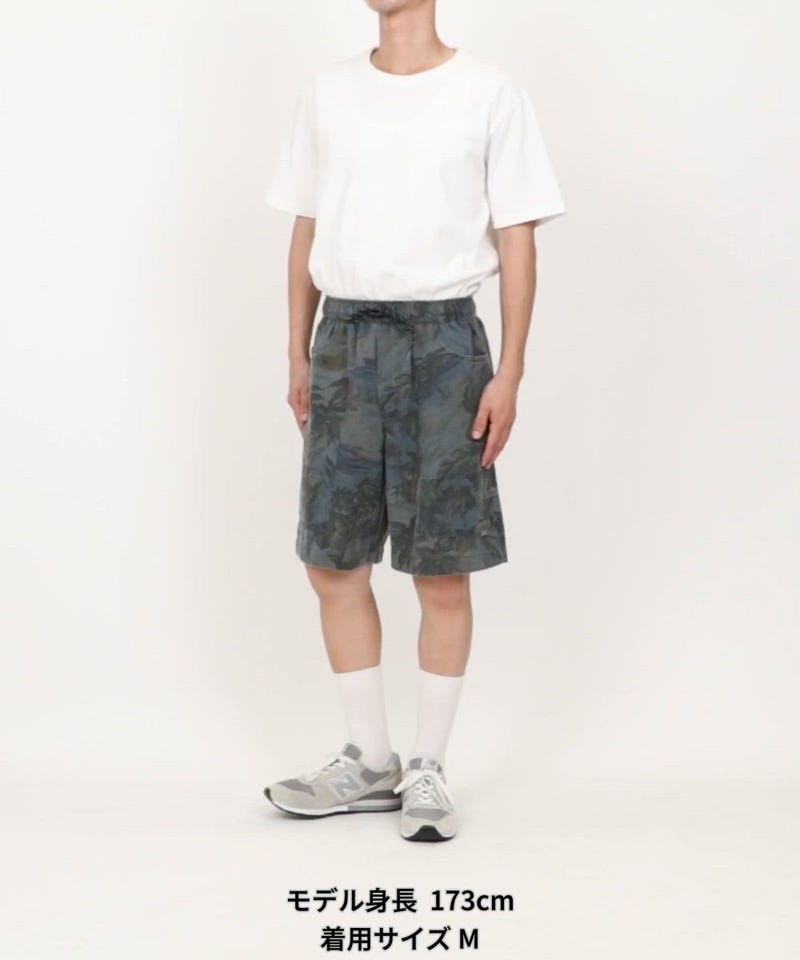 NAUTICA/ワイドシルエット アロハプリント フェード加工 スピンドル
