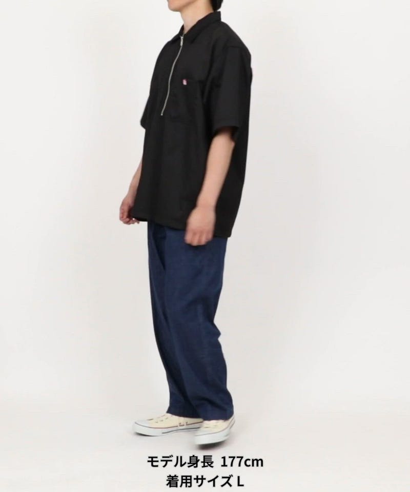 RED KAP/別注 リラックスフィット ハーフジップ ワンポイントロゴ 半袖