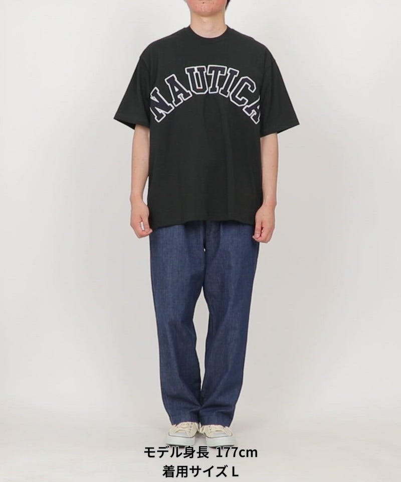 NAUTICA/ビッグシルエット アーチロゴ ショートスリーブTシャツ