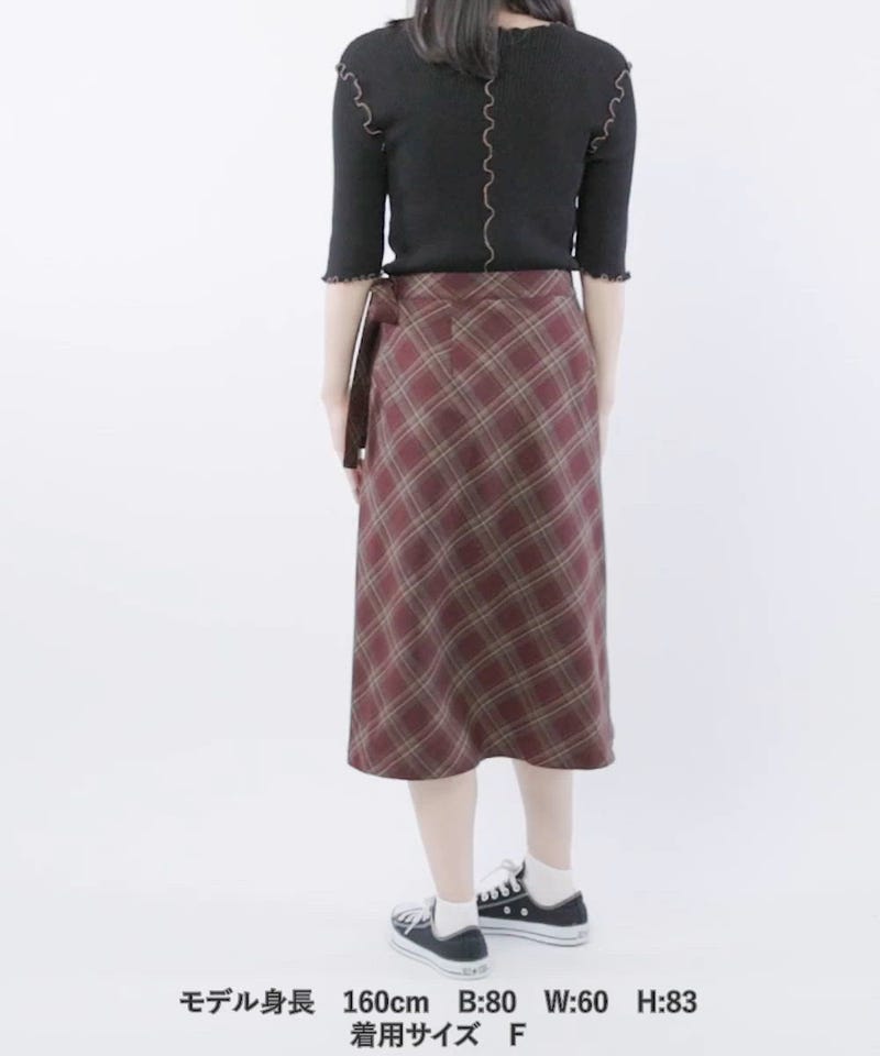 セット販売　チェックプリント　トップス&amp;ラップスカート チェック柄ラップスカート[商品：PN26SSR-007] - PUNYUS Online Store