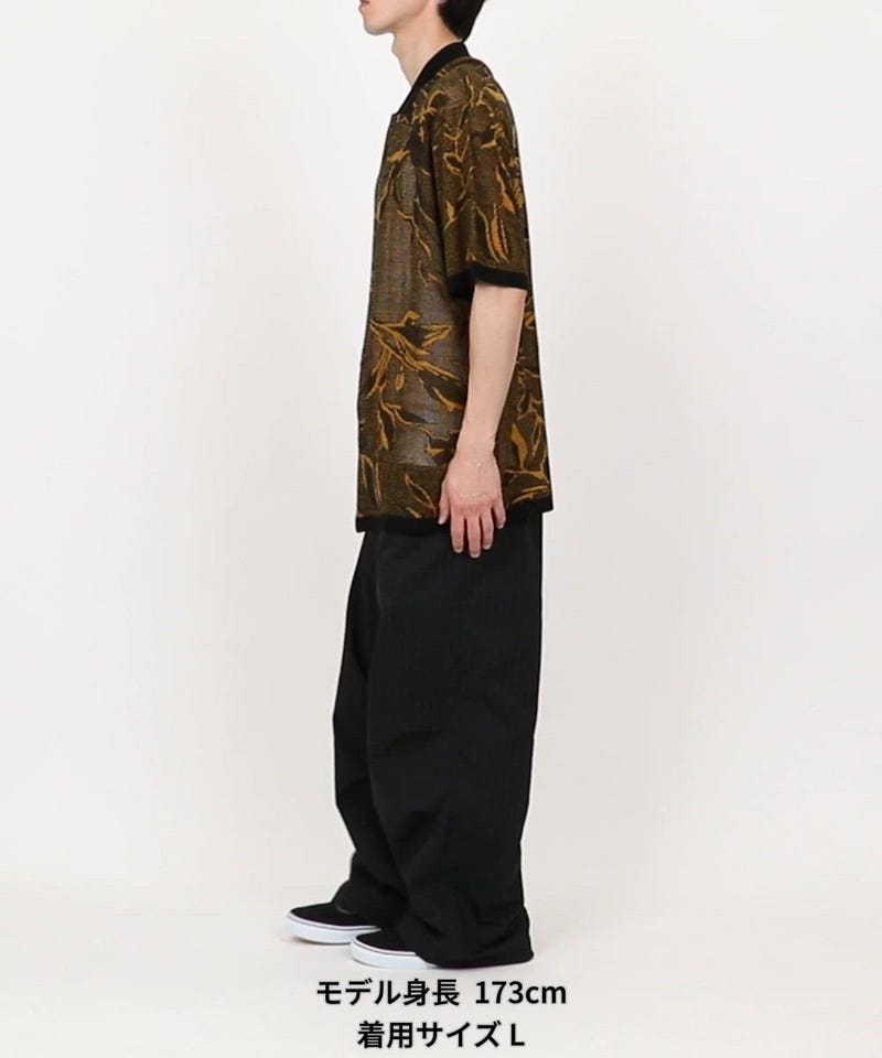 FREAK'S STORE/総柄 メッシュ編み ニットシャツ ショートスリーブ