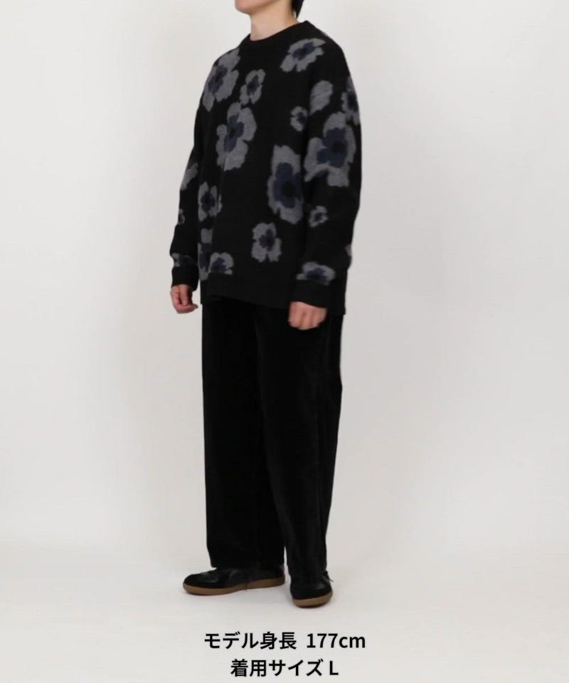 Firsthand/総柄 ダブルジャガード ニット クルーネック プルオーバー