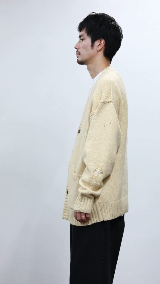 FREAK'S STORE/ビックシルエット ダメージ加工 ニットカーディガン