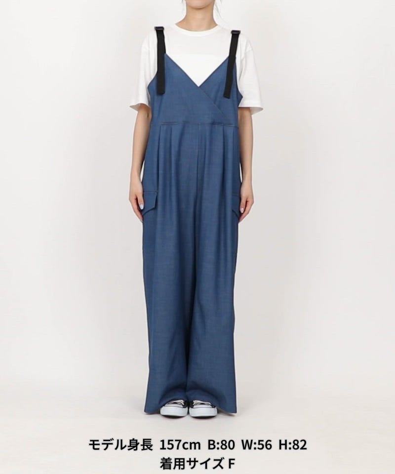 美品✨ エンフォルド ハイウエストワイドトラウザーズ サロペット 23ss 36 THOUSAND MILE/別注 UVカット デニムライクワイド サロペット｜Daytona