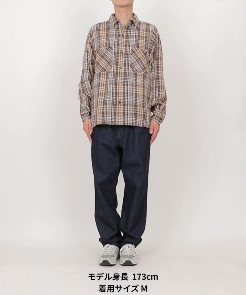 FREAK'S STORE/ブリーチ加工 オープンカラー チェックシャツ ロング