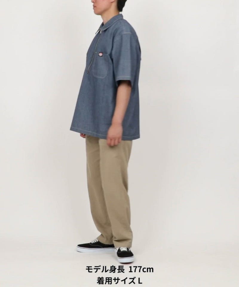 RED KAP/別注 リラックスフィット ハーフジップ ワンポイントロゴ 半袖